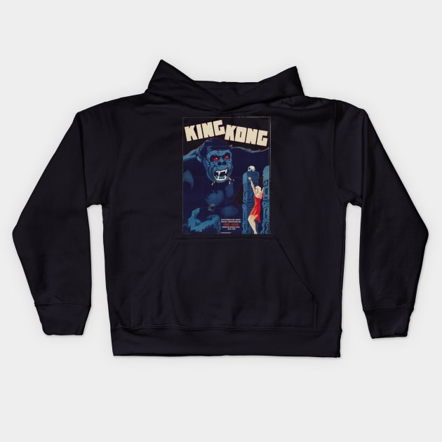 King Kong retro Kids Hoodie by The Hitman Jake Capone